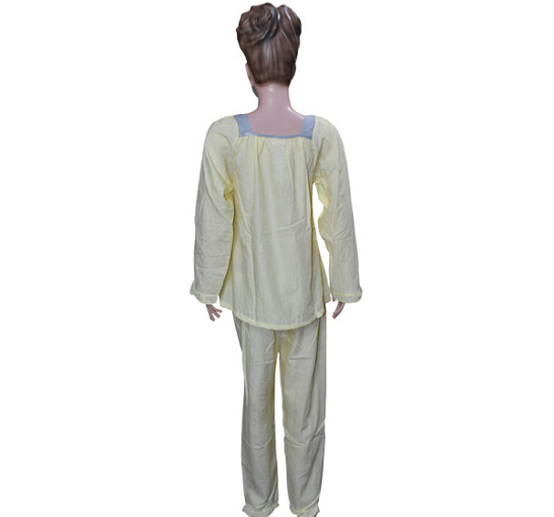Women's Cotton Pajama Suit Long Sleeves Comfort Sleepwear - Yellow - Hiffey