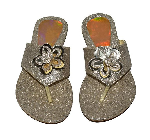 LADIES SPARKLY GLITTER FLOWER BUNCH CHAPPAL at Hiffey .pk