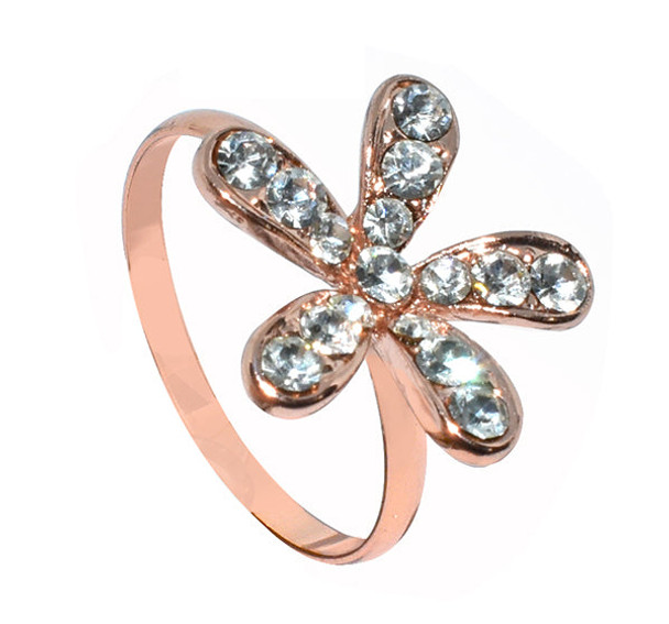 Five Petal Flower Design Ring For Girls - Golden - Hiffey