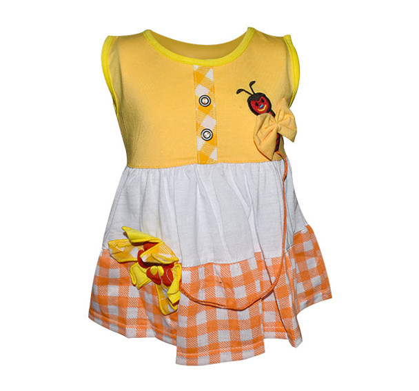 Bee Embroidery Frock For Baby Girl - Yellow at Hiffey .pk