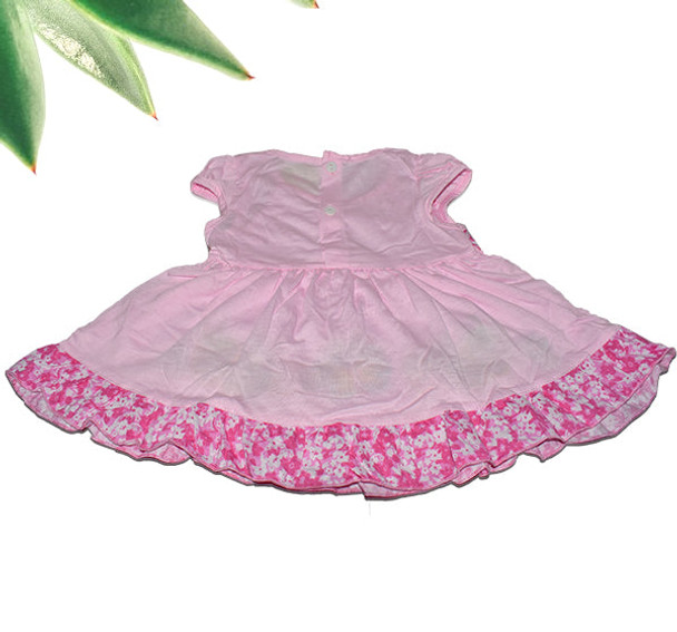 Cotton Frock Bow Design For Baby Girl - Pink - Hiffey