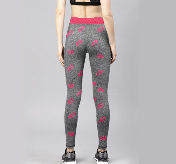 Pink Lips Sports Legging Yoga Pants for Her - Hiffey