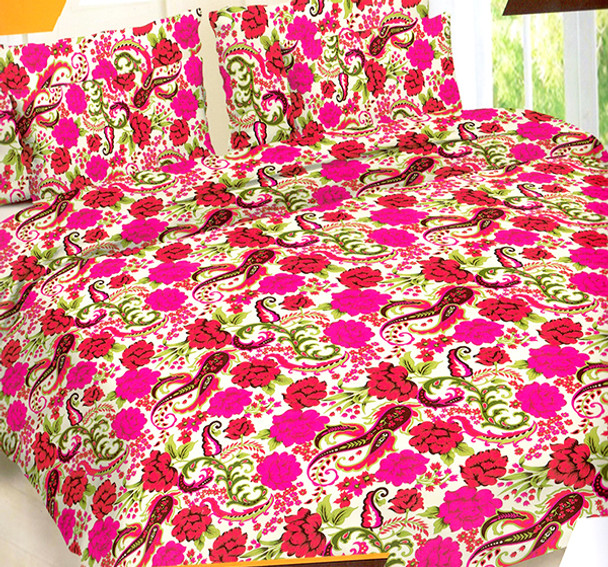 Peach King Size Printed Cotton 3 Pcs Bed Sheet at Hiffey .pk