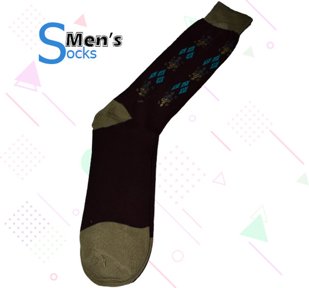 Diamond Printed Socks For Men's - Brown at Hiffey .pk