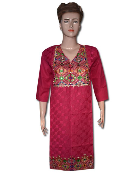 Pink Color Front Gala & Daman Embroidered Kurti at Hiffey .pk