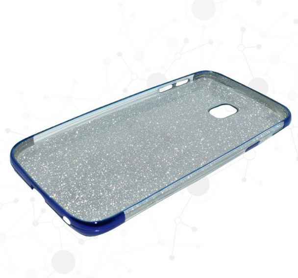 Samsung Galaxy Glitter Multi Beads Flower Textured Mobile Back Covers - Blue