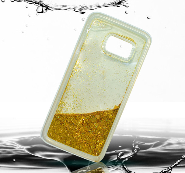 Liquid Golden Glittery Transparent Sequin Samsung S7 Mobile Back Cover