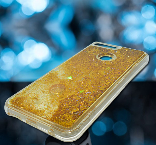 Liquid Golden Glittery Transparent Sequin Huawei Y7 Mobile Back Cover