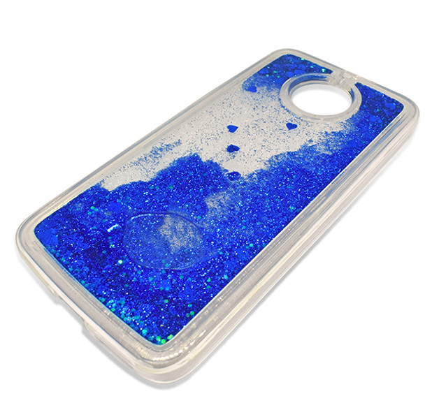 Liquid Blue Glittery Transparent Sequin Motorola G5S Mobile Back Cover