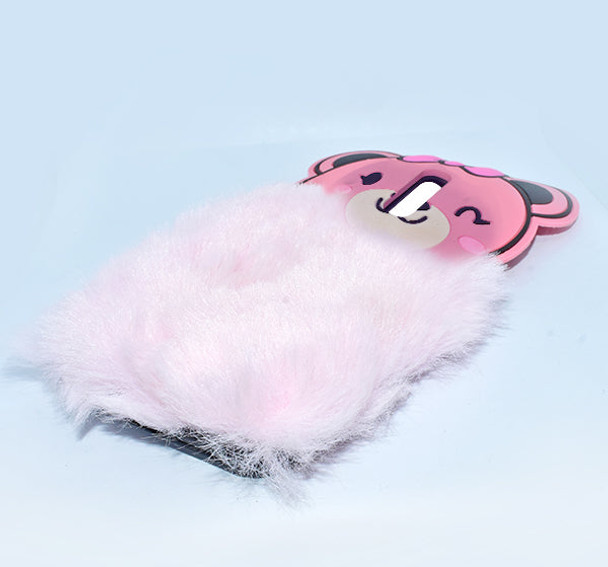 Fluffy Hairy Bear Face Huawei M10 Lite Mobile Back Cover - Pink - Hiffey