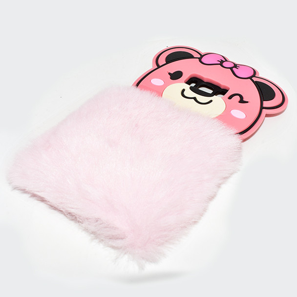 Fluffy Hairy Bear Face Mobile Back Covers For Samsung Galaxy - Pink at Hiffey .pk