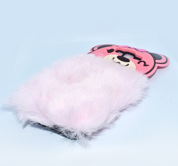 Fluffy Hairy Bear Face Mobile Back Covers For Samsung Galaxy - Pink at Hiffey .pk