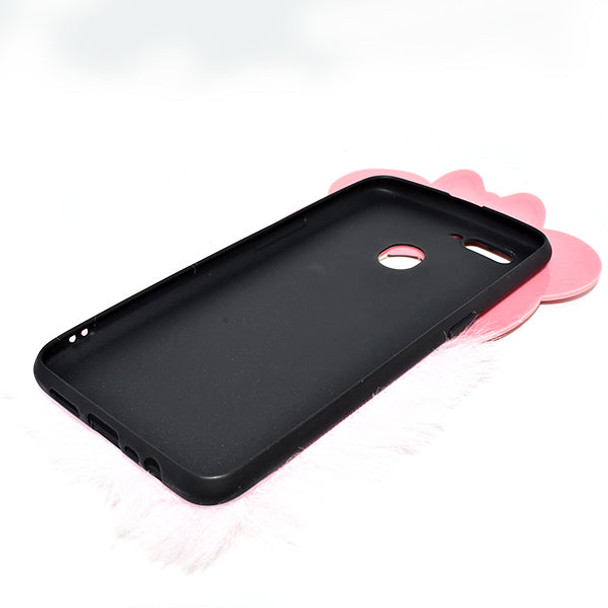 Fluffy Hairy Bear Face Mobile Back Covers For Oppo - Pink - Hiffey