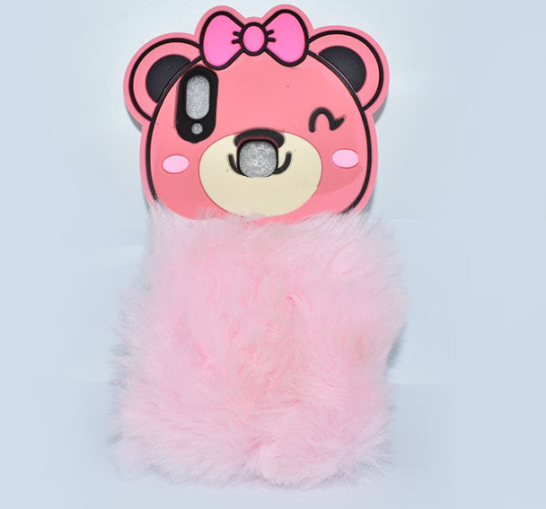 Fluffy Hairy Bear Face Mobile Back Covers For Vivo - Pink at Hiffey .pk