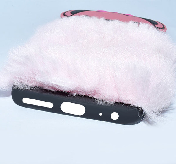 Fluffy Hairy Bear Face Mobile Back Covers For Vivo - Pink - Hiffey
