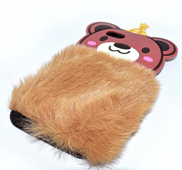 Fluffy Hairy Pizza Hat Bear Face Mobile Back Covers For Oppo - Brown - Hiffey