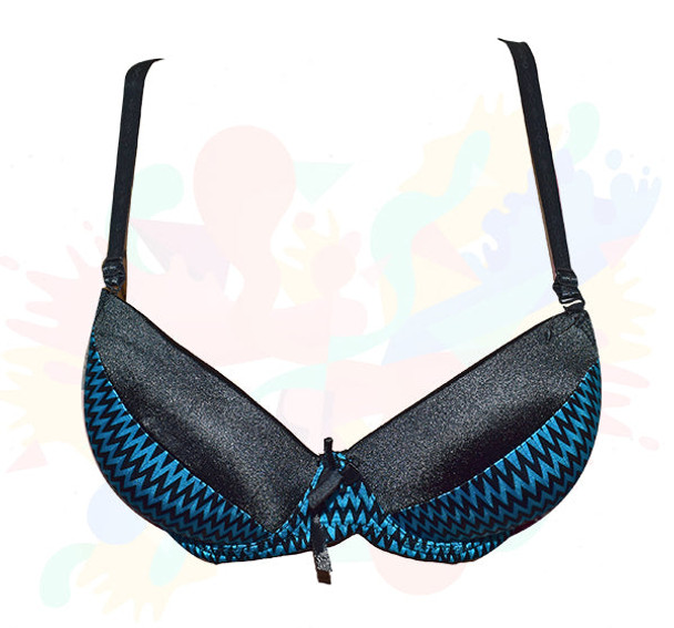 Blue ZigZag Printed Wired Soft & Silky Padded Bra - Hiffey