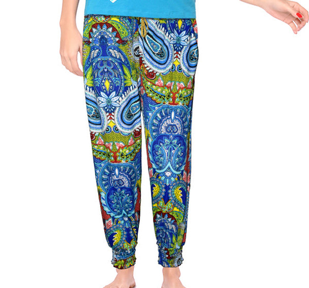 Peacock Effects Printed Pyjama For Women - Multicolor at Hiffey .pk