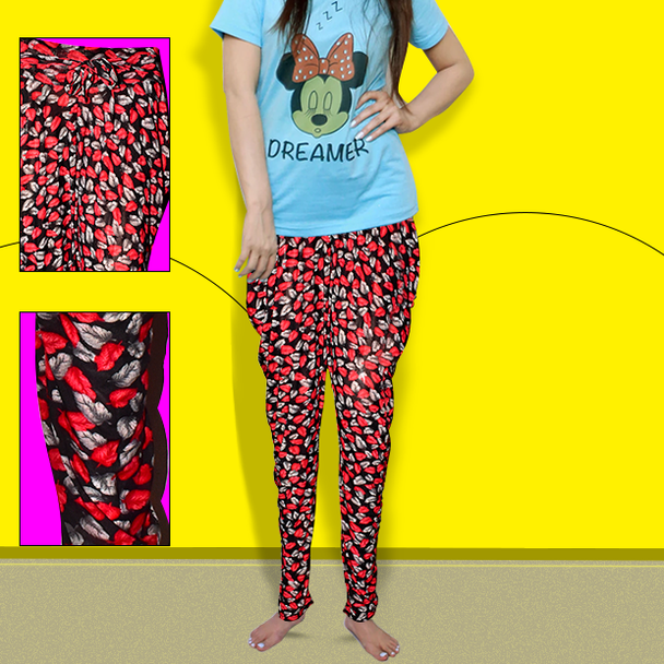 Summer Casual Printed Pyjama For Women - Multicolor at Hiffey .pk