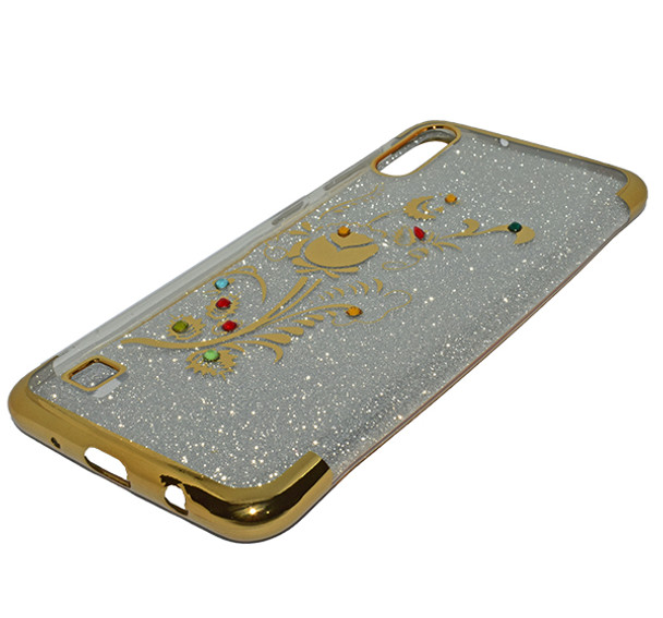 Samsung Galaxy M10 Beads Shiny Textured Mobile Back Cover - Golden