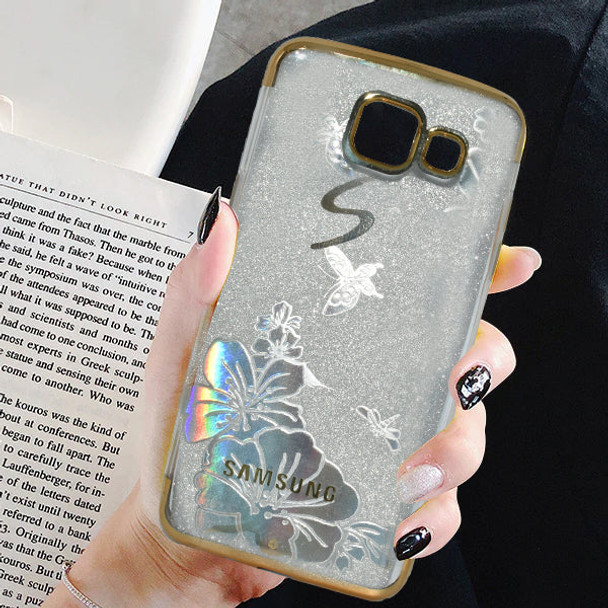 Samsung Galaxy J4 Plus Glitter Shiny Silver Flower Textured Mobile Back Cover - Golden at Hiffey .pk