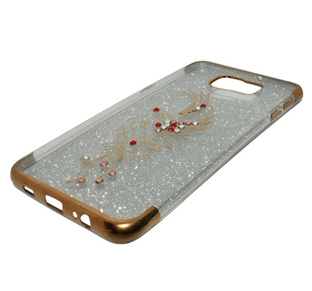 Samsung Galaxy S6 Edge Plus Shiny Textured Beads Mobile Back Cover - Golden - Hiffey