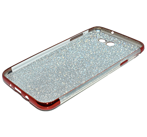 Samsung Galaxy J7 Beads Flower Textured Glitter Back Cover - Maroon