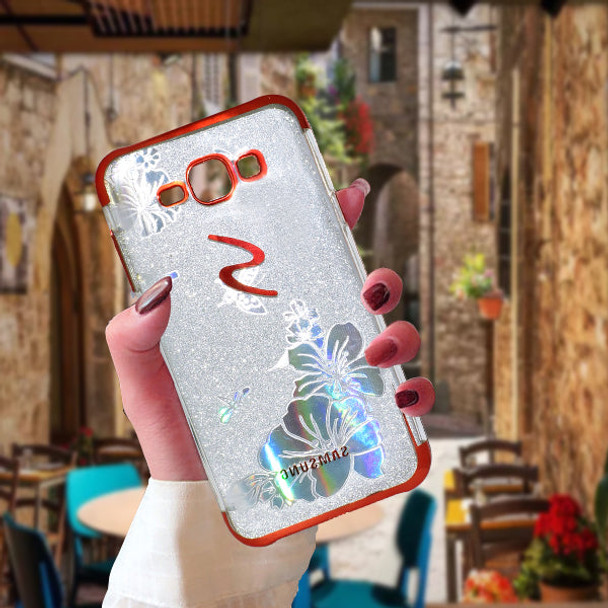 Samsung Galaxy Glitter J7 Silver Flower Textured Mobile Back Covers - Maroon at Hiffey .pk