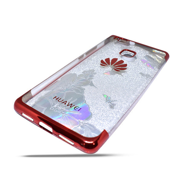 Huawei P9 Lite Shiny Textured Mobile Back Cover - Maroon - Hiffey