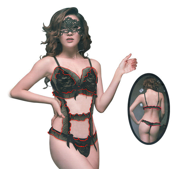 Red Border Laced Black Net Nighty For Women at Hiffey .pk