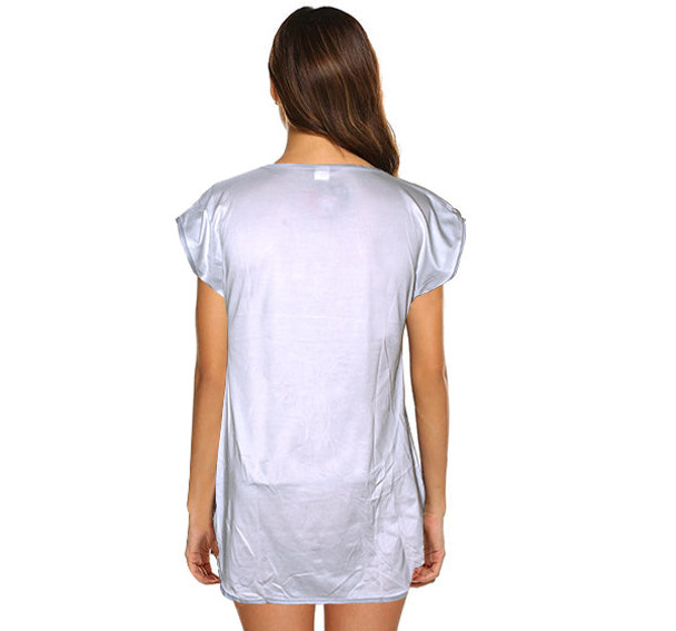 Boya Bobo Animated Printed Short Night T-Shirt For Women - Grey - Hiffey