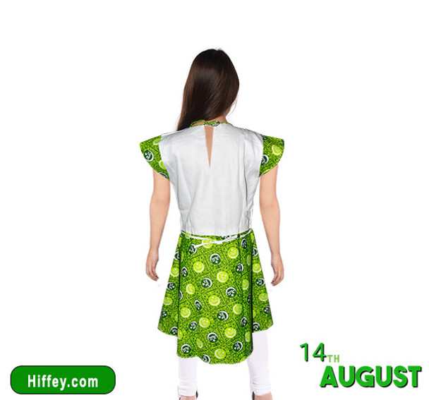 I love Pakistan Printed Frock & Pajama For Girls - Green & White - Hiffey