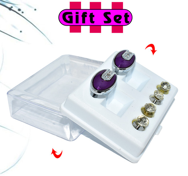 2 In 1 Gift Set For Men Purple Cufflinks, & Silver Buttons at Hiffey .pk