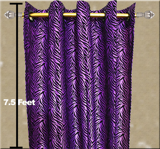 Velvet Stripes Wall Curtain Pair Of 2 - Purple - Hiffey