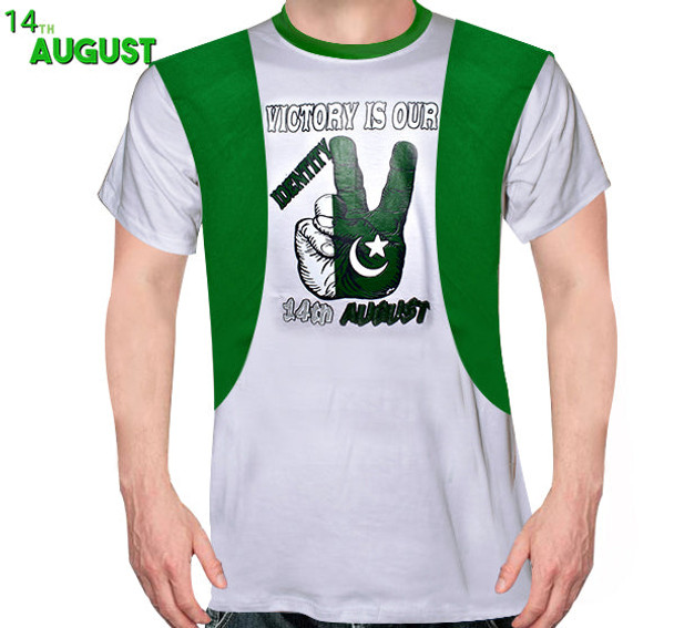 Victory Is Our Identity Printed T-Shirt For Men's - Green & White at Hiffey .pk
