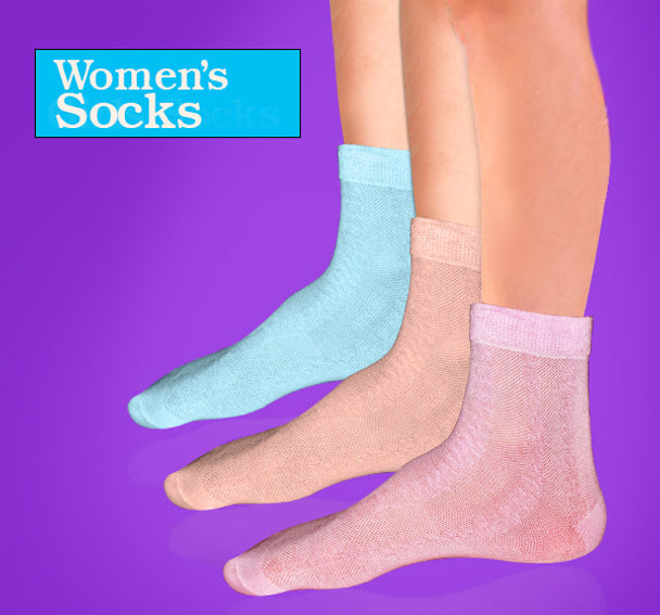 Blue Pink & Peach Full Socks For Women - Pack of 3 at Hiffey .pk