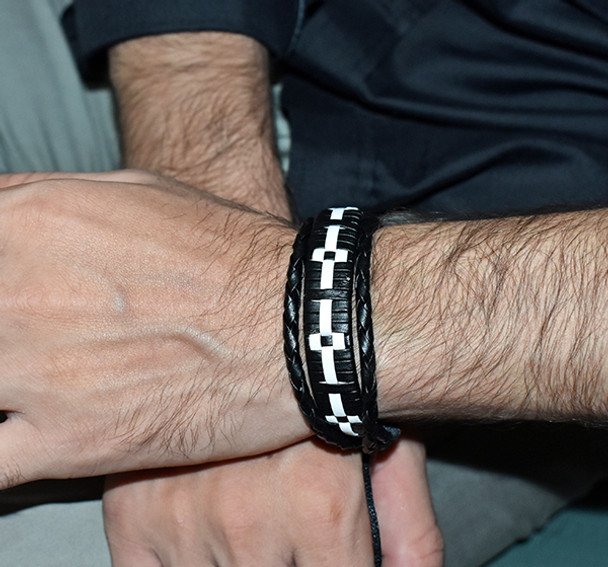 Gleader Hiphop Style Artificial Leather Bracelet Wristwear - Black at Hiffey .pk