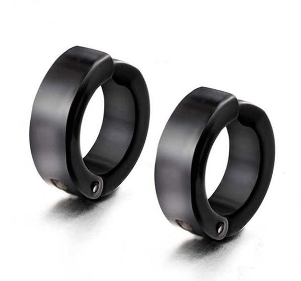 Hoop Huggie Gothic Plastic Steel Big Earrings For Men - Black - Hiffey