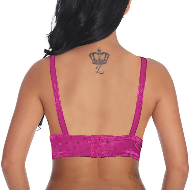 Mix Polka & Angles Printed Stretchable Soft Non Padded Bra - Purple