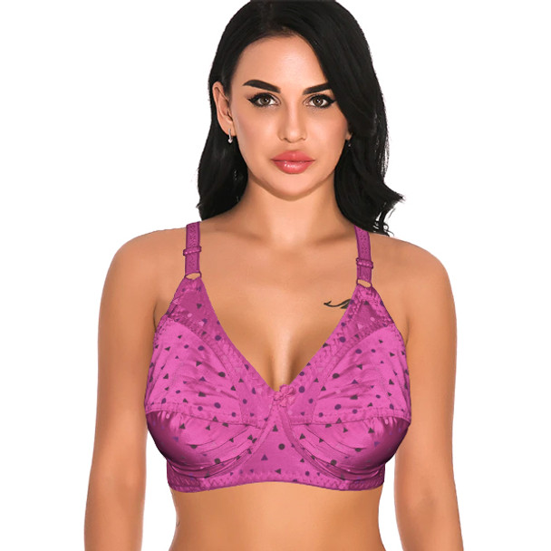 Mix Polka & Angles Printed Stretchable Soft Non Padded Bra - Purple at Hiffey .pk