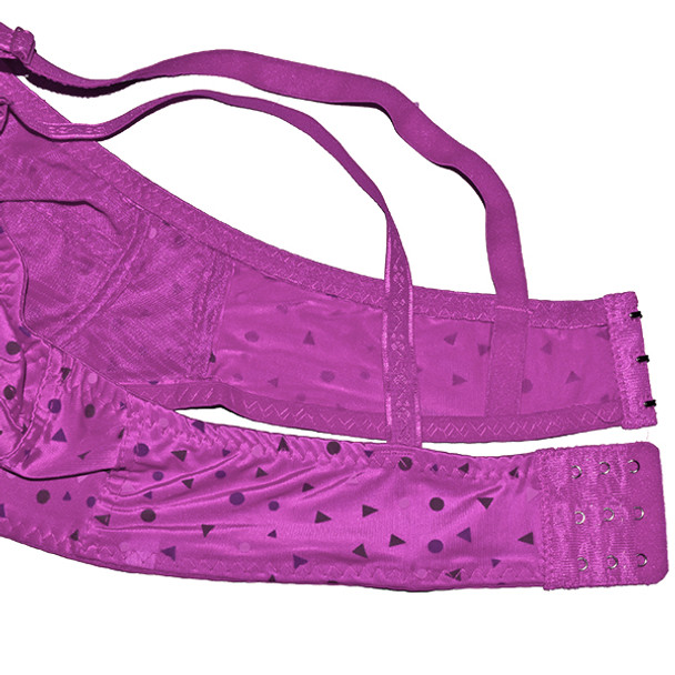 Mix Polka & Angles Printed Stretchable Soft Non Padded Bra - Purple