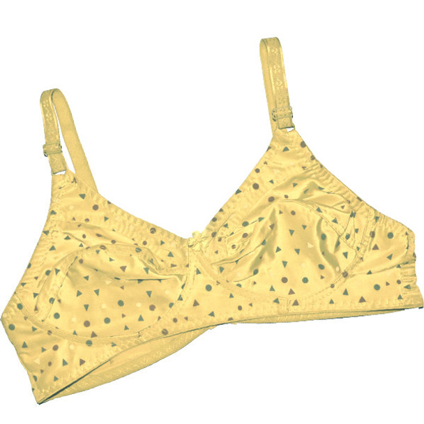 Mix Polka & Angles Printed Stretchable Soft Non Padded Bra - Off-White - Hiffey