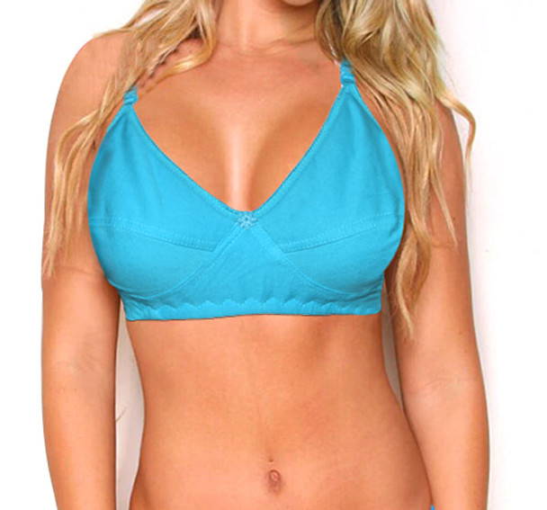 Soft Cotton Light Weight Non Padded Bra - Blue at Hiffey .pk