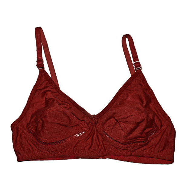 Soft Cotton Light Weight Non Padded Bra - Maroon - Hiffey