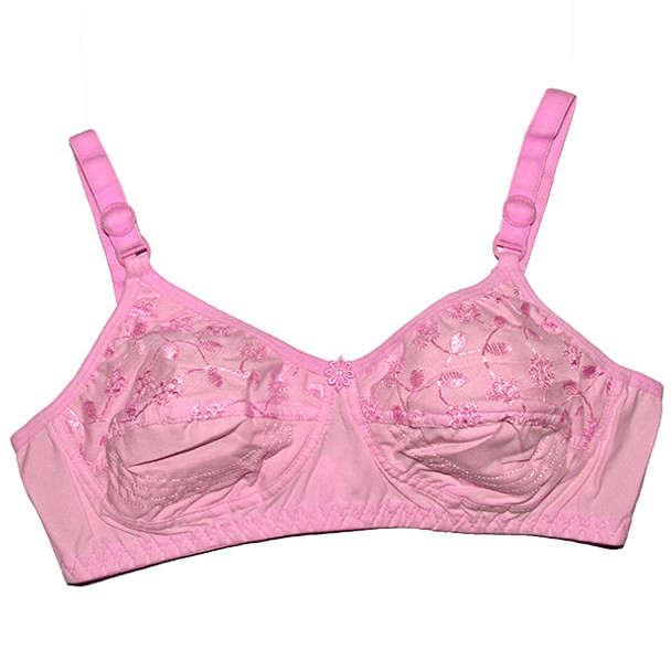 Floral Soft Cotton Light Weight Non Padded Bra - Pink - Hiffey