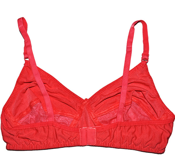 Duet Lace Non Padded Soft Cotton Demi Bra - Red at Hiffey .pk