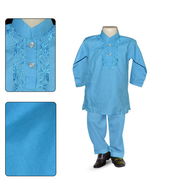 Kids Embroidered Kurta and Shalwar - Blue at Hiffey .pk