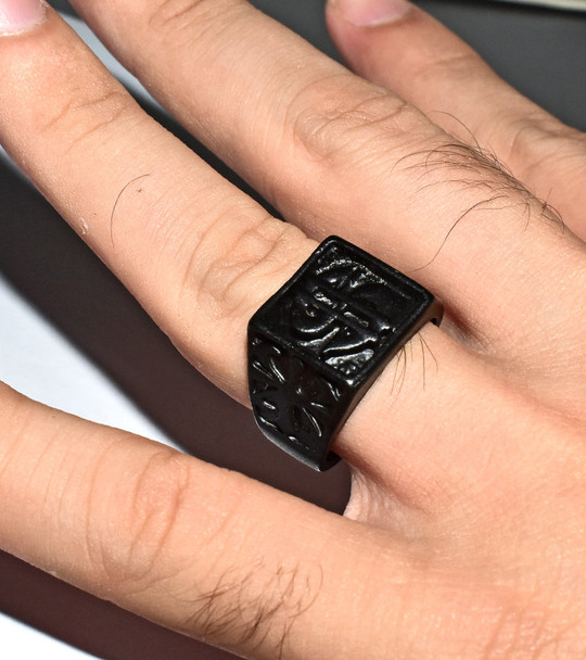 Titanium Stainless Steel Dollar Black Ring For Men's at Hiffey .pk