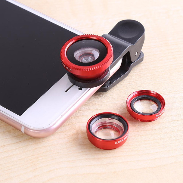 3-In-1 - Mobile Camera Lens - Red & Black - Hiffey