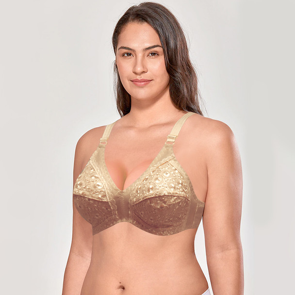 Floral non Padded Thin Strap Cotton Bra - Skin Color at Hiffey .pk